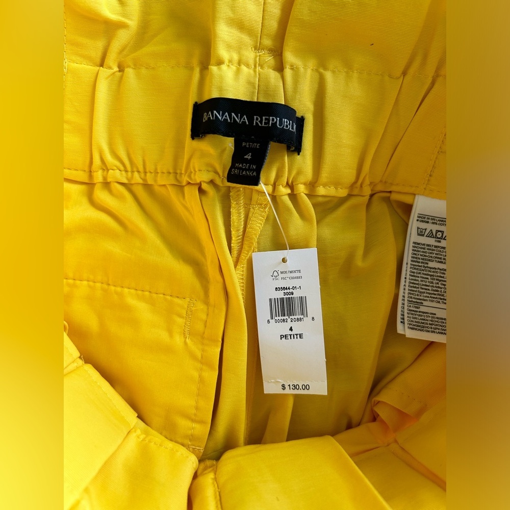 Banana Republic Yellow High-Waist Paperbag Wide-Leg Pants (Size 4P) - Picture 6 of 8